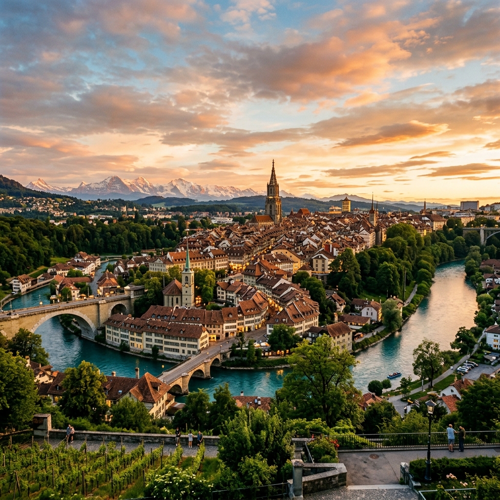 Bern capital old town panorama