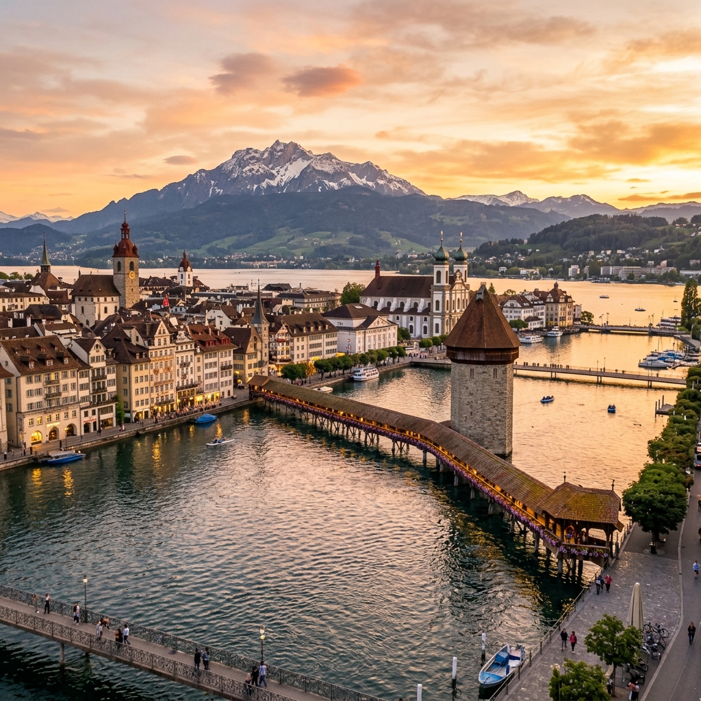 Lucerne historic chapel bridge