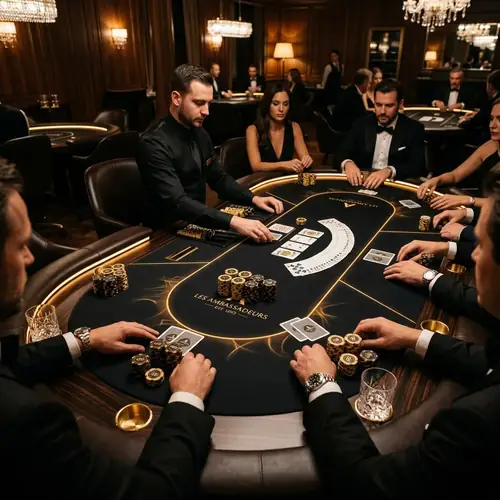 Live poker tournament table setup in Switzerland